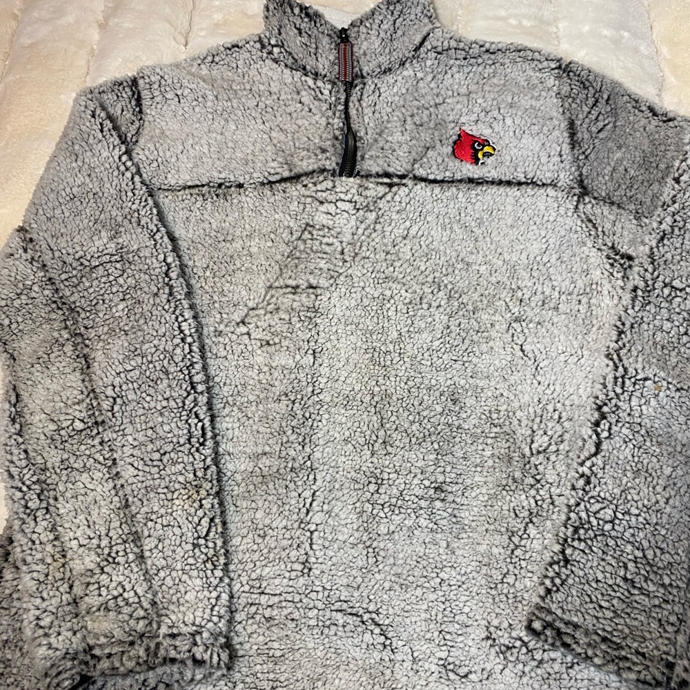 Pressbox Faux Fur Sherpa Jacket University of  Louisville Logo  size M